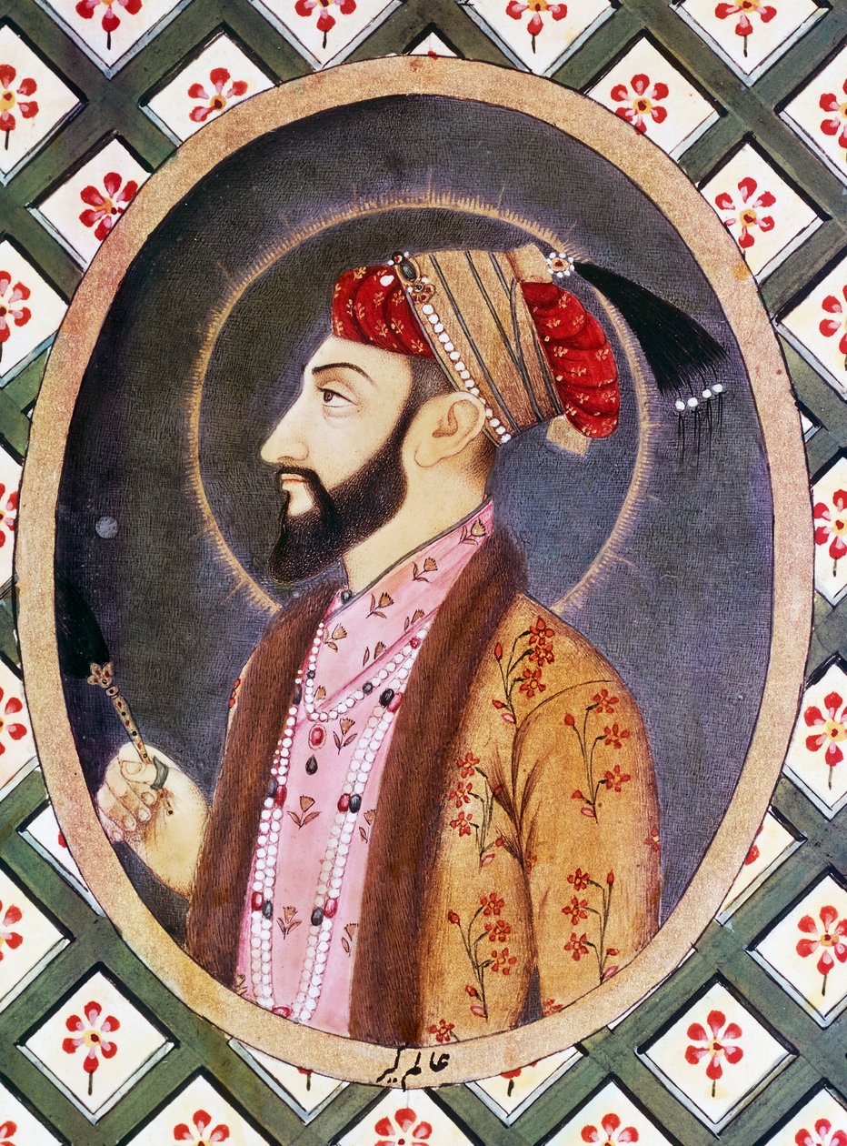 Porträtt av Mughal-kejsaren Aurangzeb känd som Alamgir I (1618-1707), härskare över Indien från 1658 till 1717 av Indian School