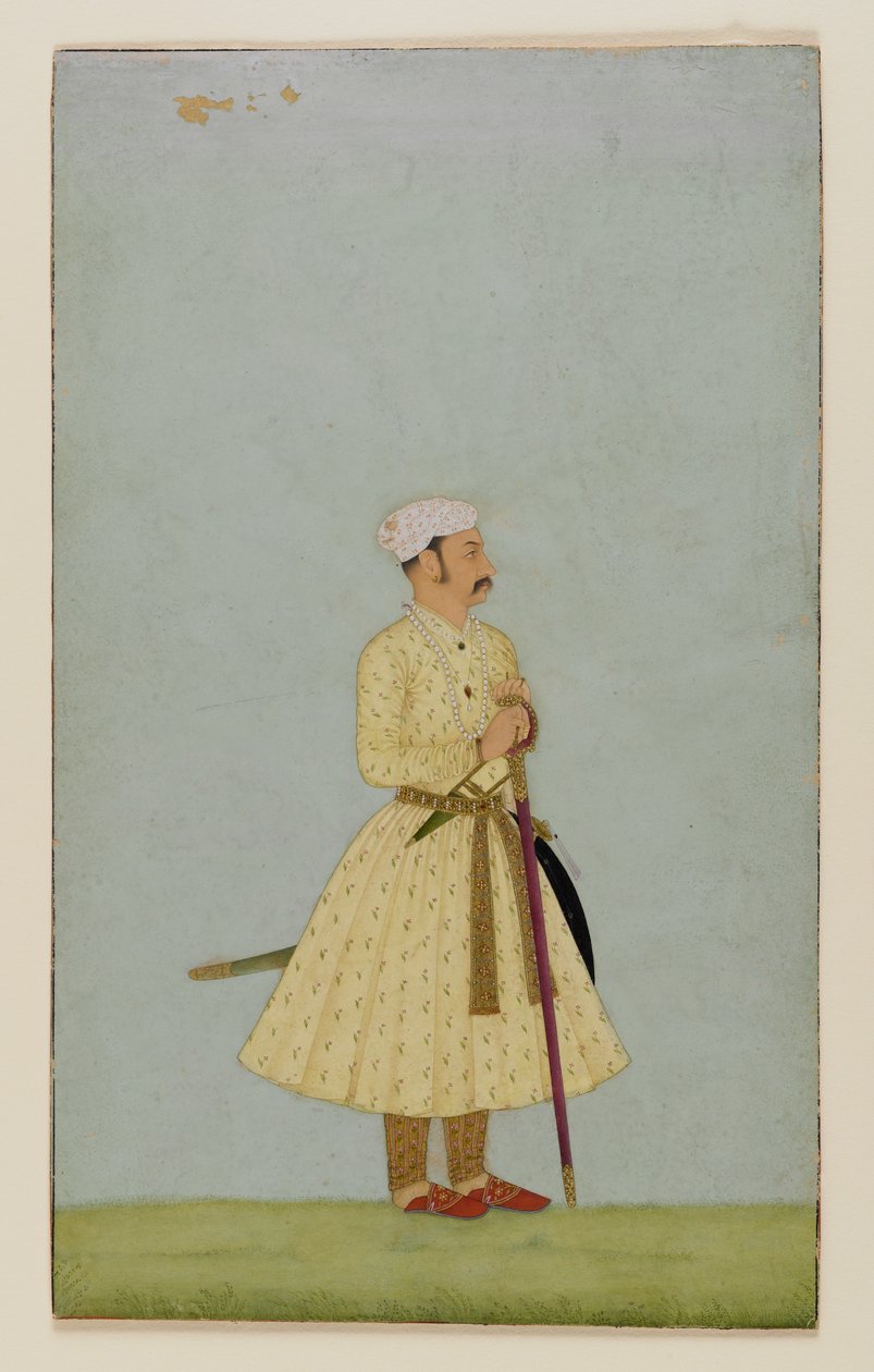 Porträtt av Rao Chattar Sal från Bundi, ca 1675 (ogenomskinlig wc & guld på papper) av Indian School
