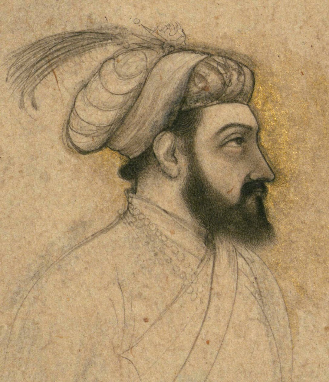 Porträtt av Shah Jahan, mitten av 1600-talet (bläck och pigment på papper monterade på papp) av Indian School