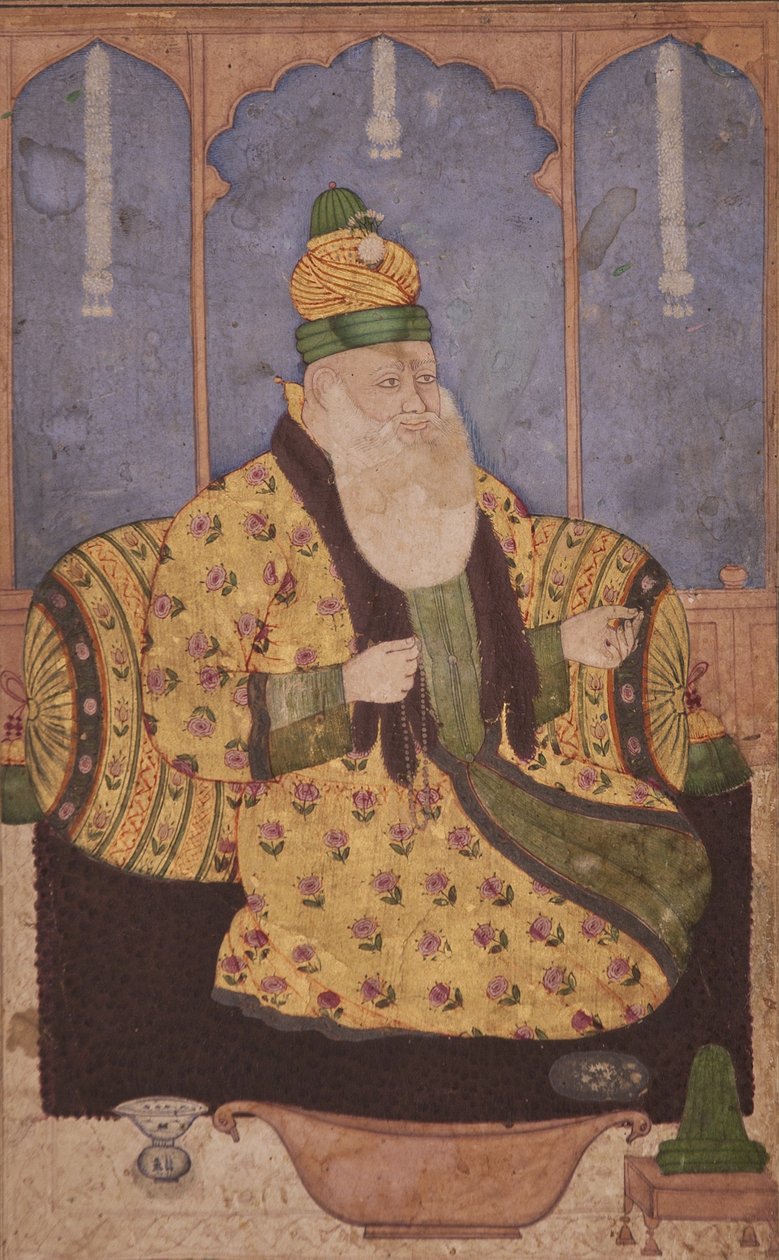 Porträtt av en sufi sheikh, ca 1670 (ogenomskinlig wc & guld på papper) av Indian School