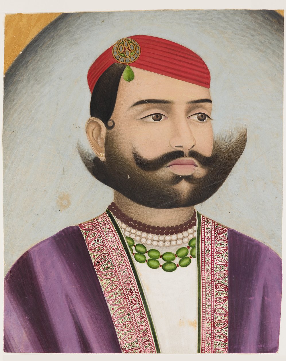Porträtt av en man, möjligen tidigt 1900-tal (gouache på kartong) av Indian School