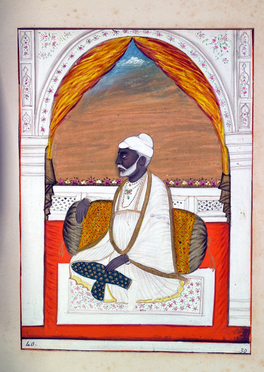 Pundit Madhosudan, från The Kingdom of the Punjab, its Rulers and Chiefs, volym II, en volym med 30 akvarellstudier av en oidentifierad indisk konstnär, c.1840 (wc på papper) av Indian School