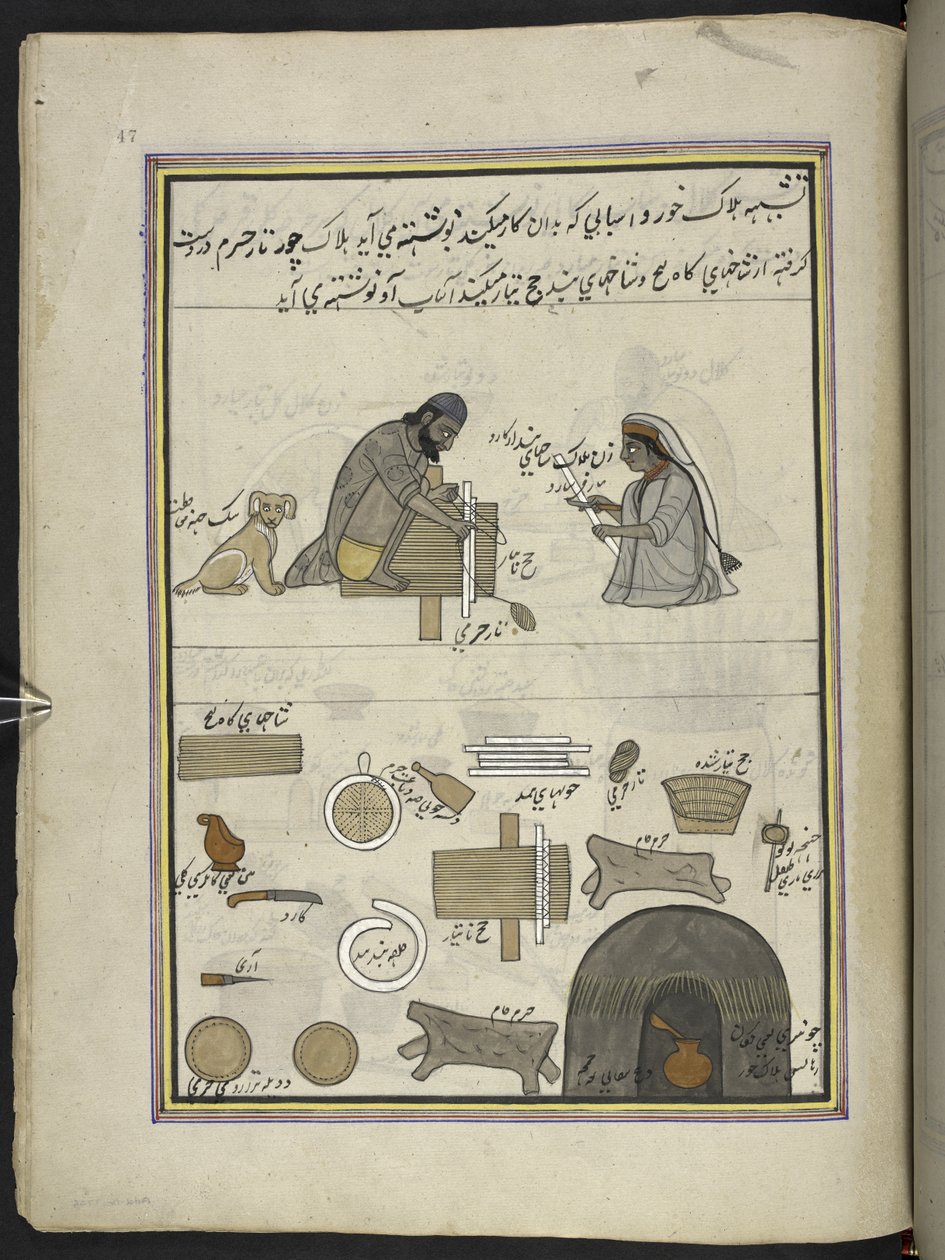 Punkah-makare,  86 teckningar inbundna i en volym som visar yrken och yrken i Kashmir, hantverkare visas i arbete med sina redskap och utrustning,  Av en Kashmir-konstnär, troligen i Srinagar, ca 1850-60 (gouache på papper) av Indian School