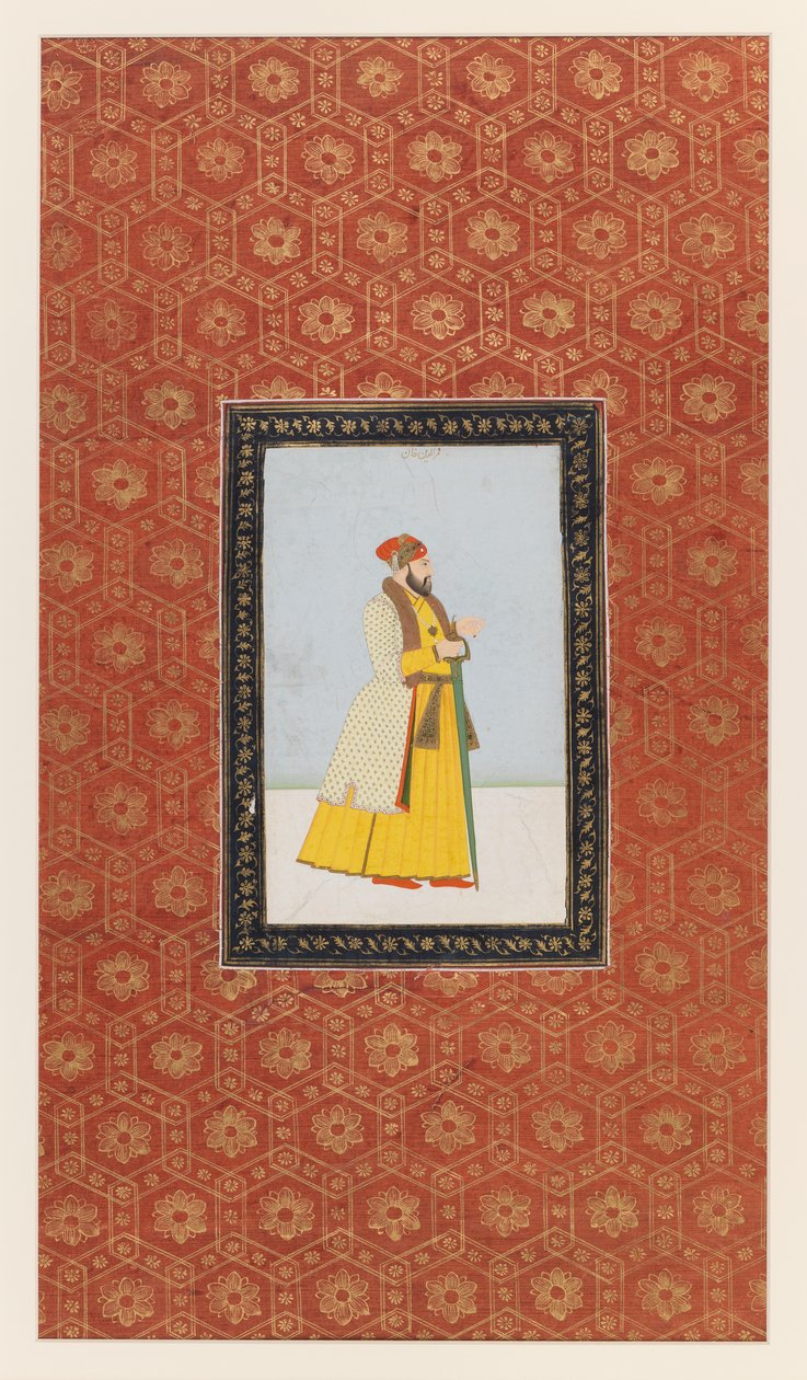 Qamar al-Din Khan, 1875-1900 (ogenomskinlig wc & guld på papper) av Indian School