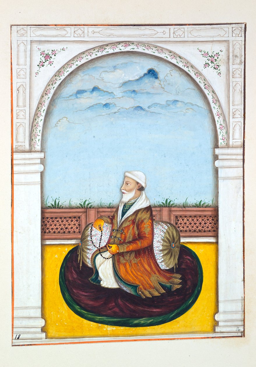 Rajah Dina Nath-Bahadur, från The Kingdom of the Punjab, its Rulers and Chiefs, volym I, en volym med 27 akvarellstudier av en oidentifierad indisk konstnär, ca 1840 (wc på papper) av Indian School