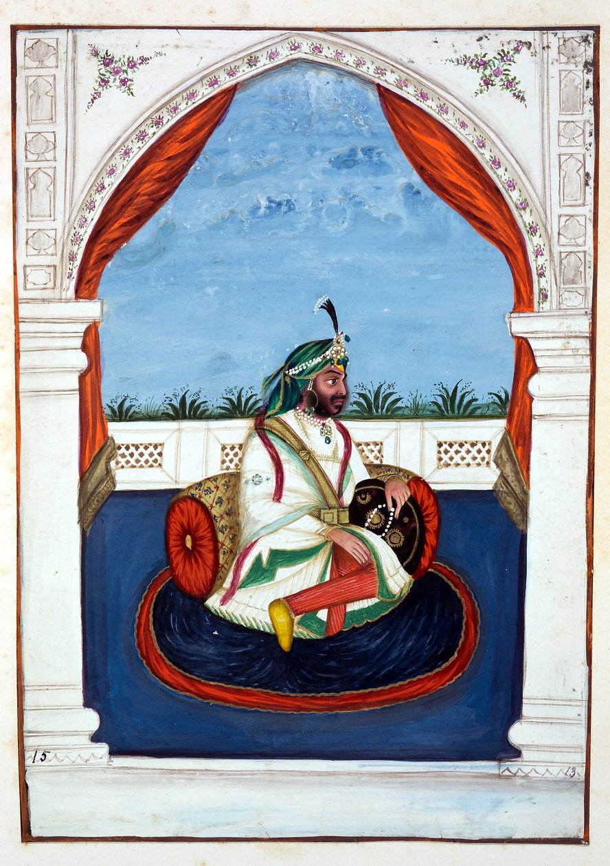 Rajah Lal Singh, från The Kingdom of the Punjab, its Rulers and Chiefs, volym I, en volym med 27 akvarellstudier av en oidentifierad indisk konstnär, ca 1840 (wc på papper) av Indian School