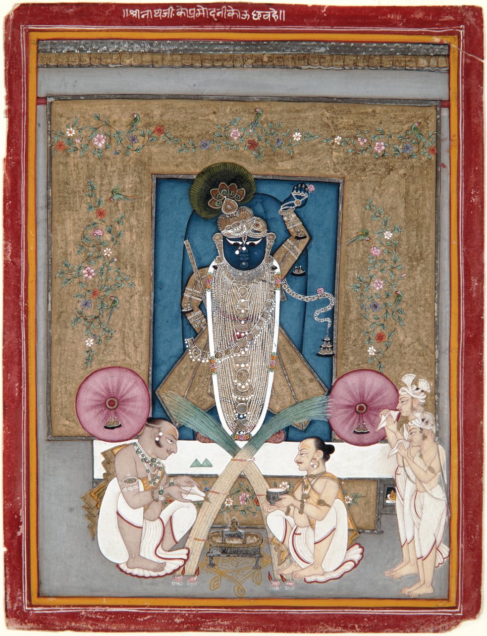 Rajmalkos Raga, ca 1775 (ogenomskinlig akvarell och guld på papper) av Indian School