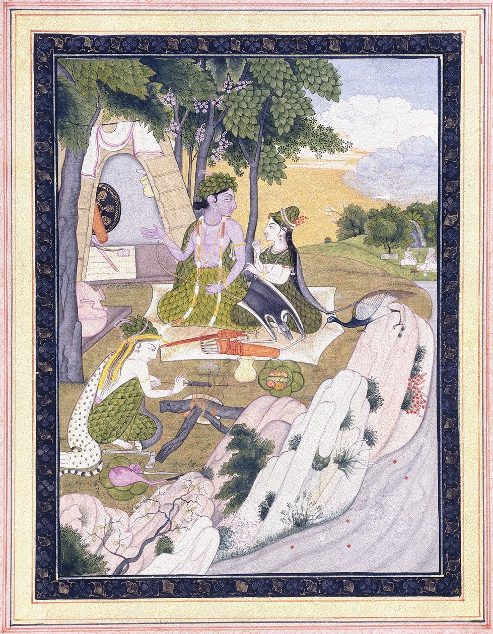 Rama och Sita med Lakshman, ca. 1800 av Indian School