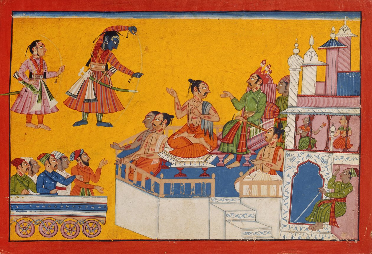 Rama böjer sin båge, ca 1700 (ogenomskinlig wc på papper) av Indian School