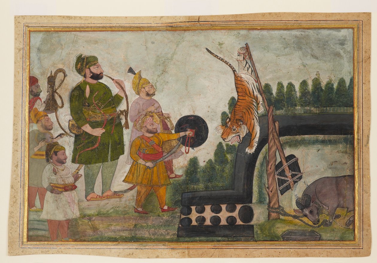 Rawat Gokul Das inspekterar en instängd tiger av Indian School