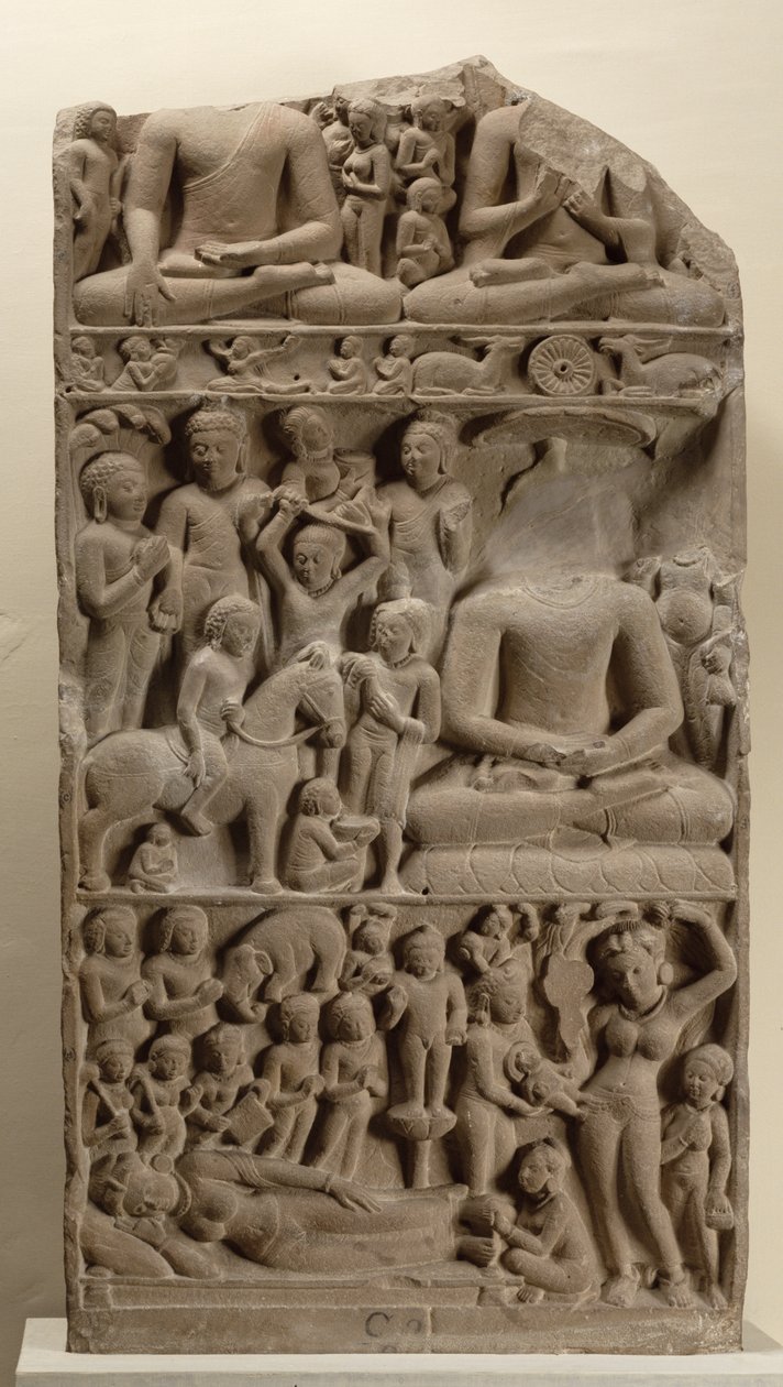 Scener från Buddhas liv, Sarnath, Uttar Pradesh av Indian School