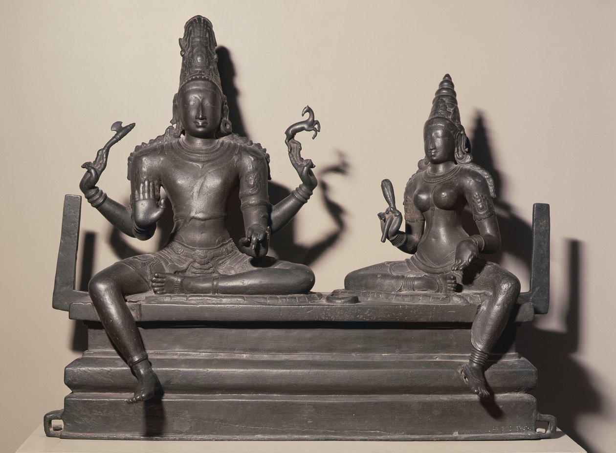 Shiva och Parvati, Chola-dynastin, ca 846 (brons) av Indian School
