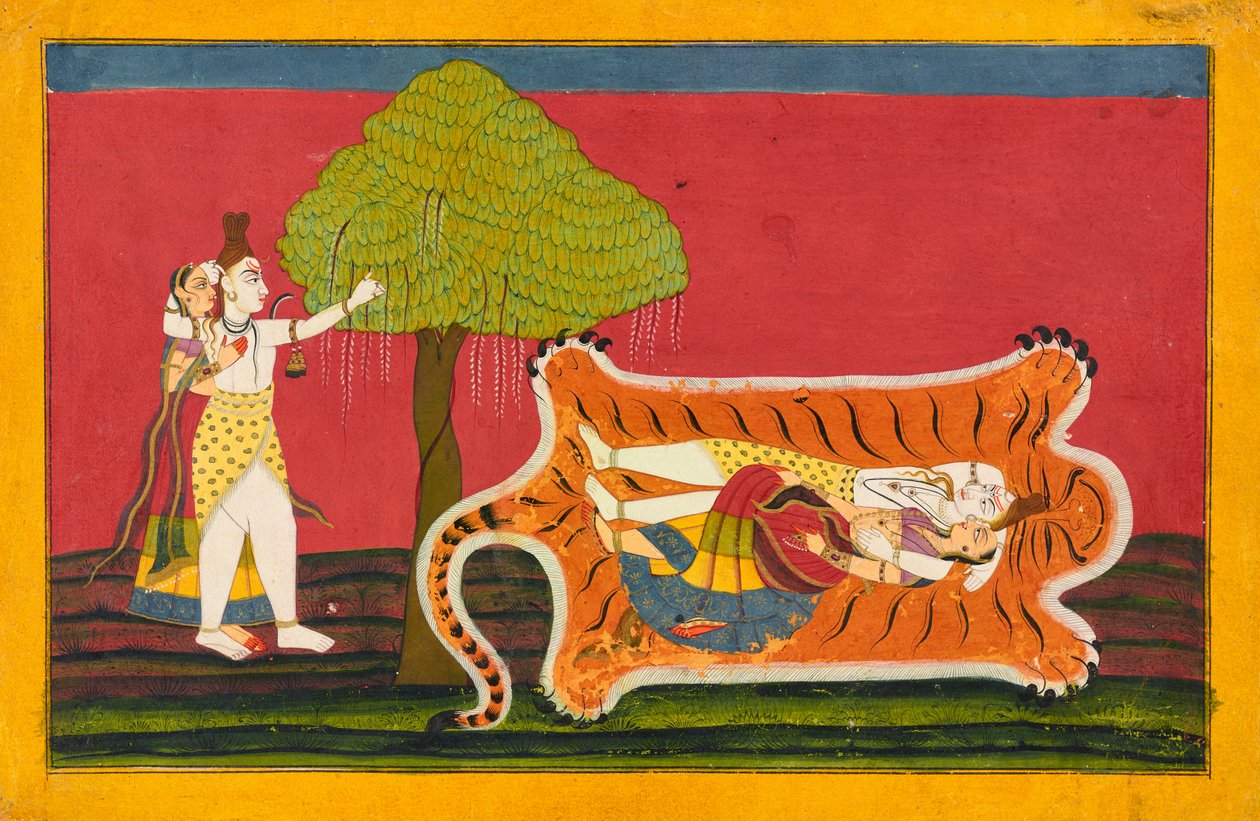 Shiva och Parvati, Folio från Aa Rasmanjari, ca 1910 av Indian School
