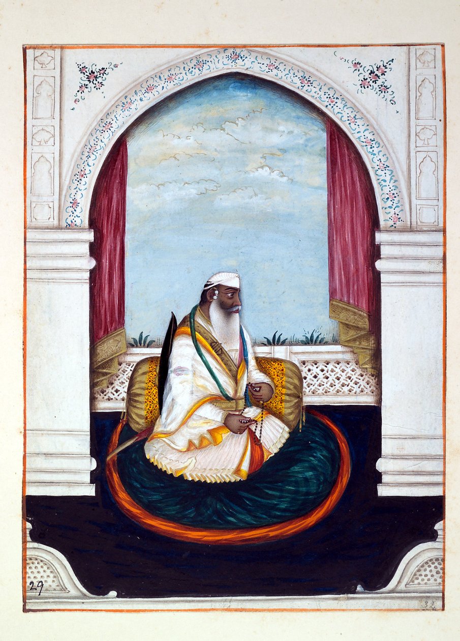 Sirdar Atr Singh, från The Kingdom of the Punjab, its Rulers and Chiefs, volym II, en volym med 30 akvarellstudier av en oidentifierad indisk konstnär, ca 1840 (wc på papper) av Indian School