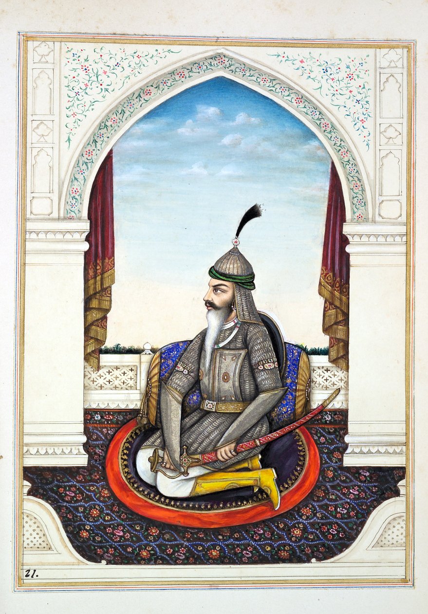 Sirdar Harri Singh, från The Kingdom of the Punjab, its Rulers and Chiefs, volym I, en volym med 27 akvarellstudier av en oidentifierad indisk konstnär, ca 1840 (wc på papper) av Indian School