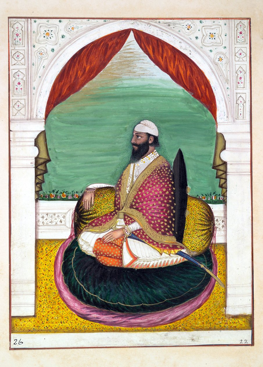 Sirdar Mangal Singh, från The Kingdom of the Punjab, its Rulers and Chiefs, volym I, en volym med 27 akvarellstudier av en oidentifierad indisk konstnär, ca 1840 (wc på papper) av Indian School