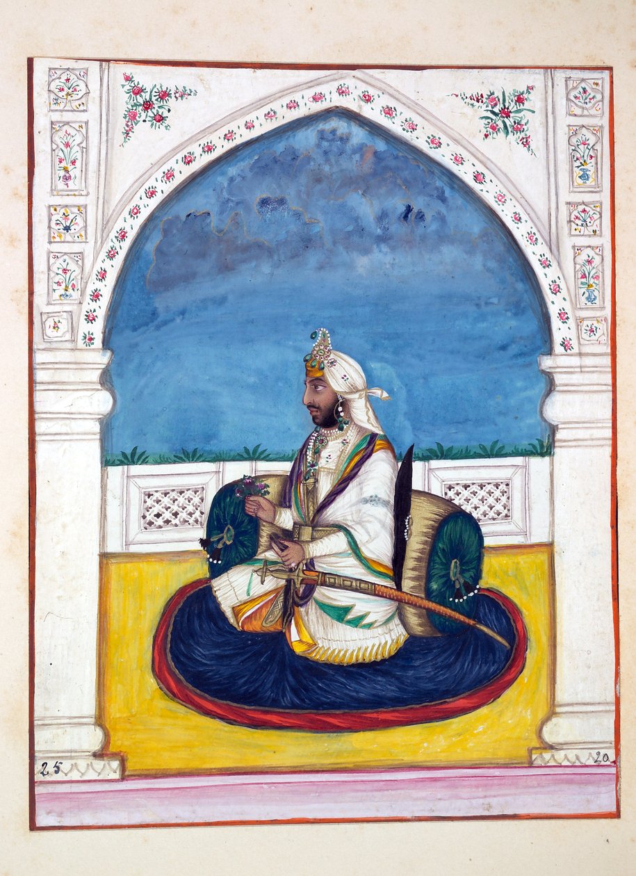 Sirdar Shamshir Singh, från The Kingdom of the Punjab, its Rulers and Chiefs, volym I, en volym med 27 akvarellstudier av en oidentifierad indisk konstnär, ca 1840 (wc på papper) av Indian School