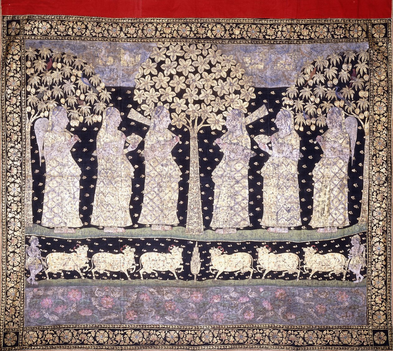 Sex Gopis, ca. 1800 av Indian School