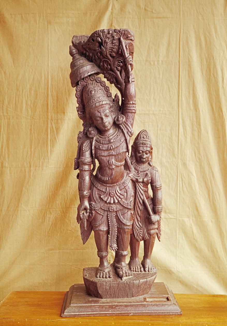 Sri Rama och Hanuman (trä) av Indian School
