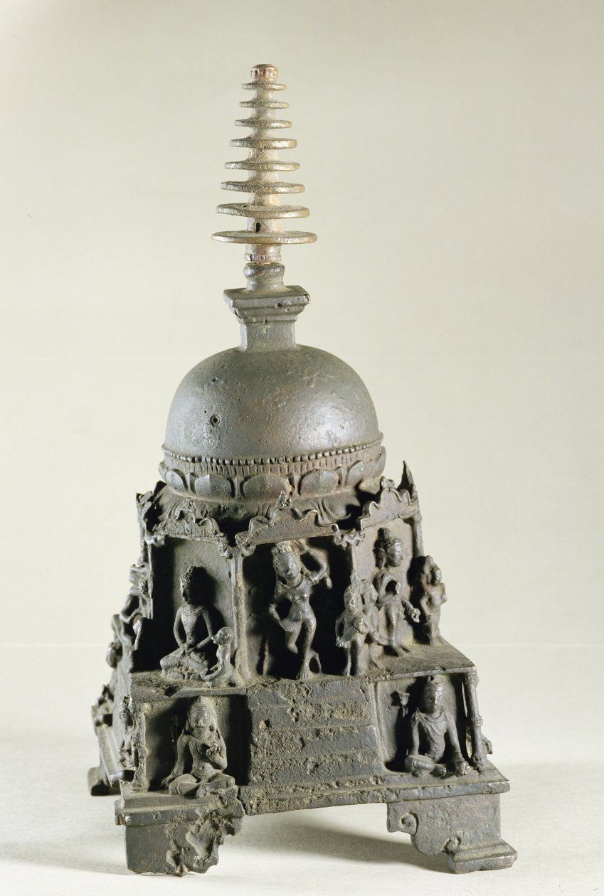 Stupa, Pala, Nalanda, Bihar (brons) av Indian School