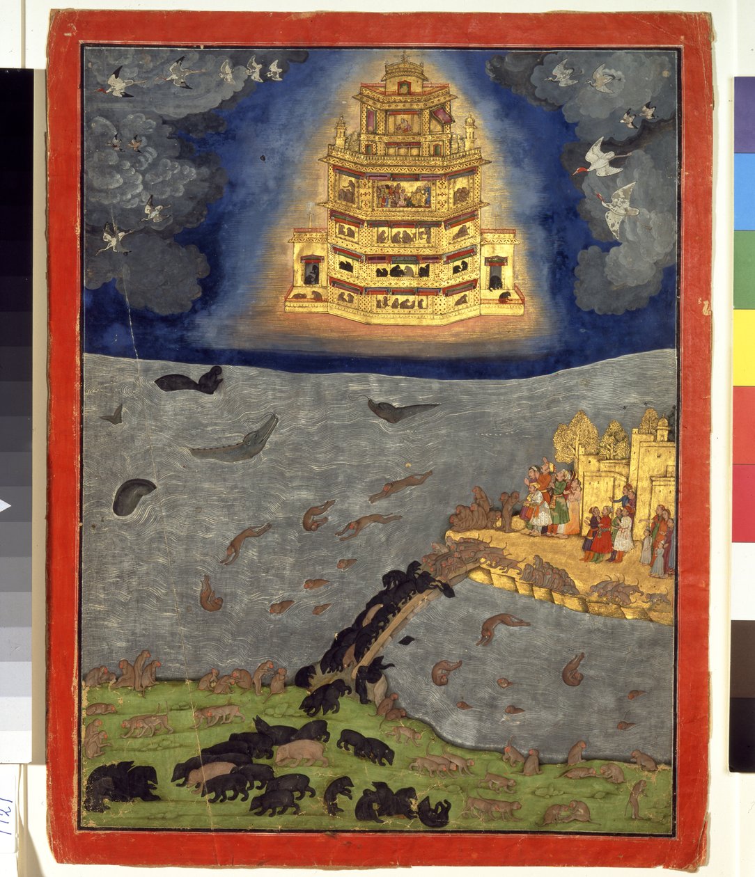 The Celestial Chariot, ca 1650 (ogenomskinlig akvarell & guld på papper) av Indian School