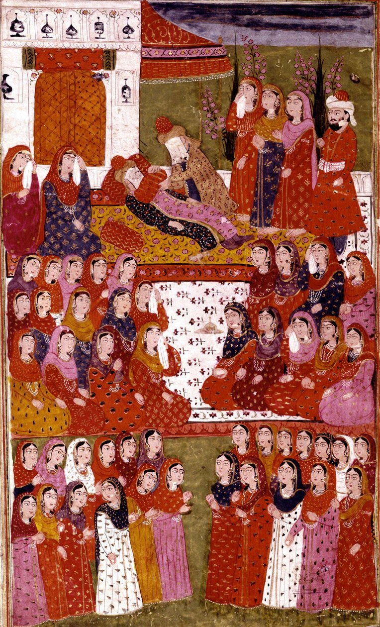 Abu Bakrs död, illustration från Hamla-i-Haydari, av Mirza Muhammad Rafi Bazil, 1808 av Indian School