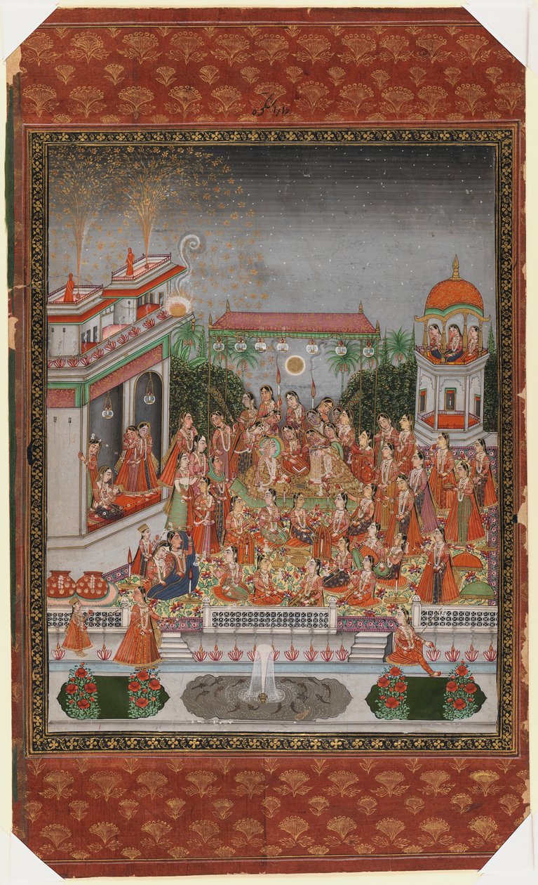 Dara Shikohs bröllop, 1875-1900 (ogenomskinlig wc & guld på papper) av Indian School