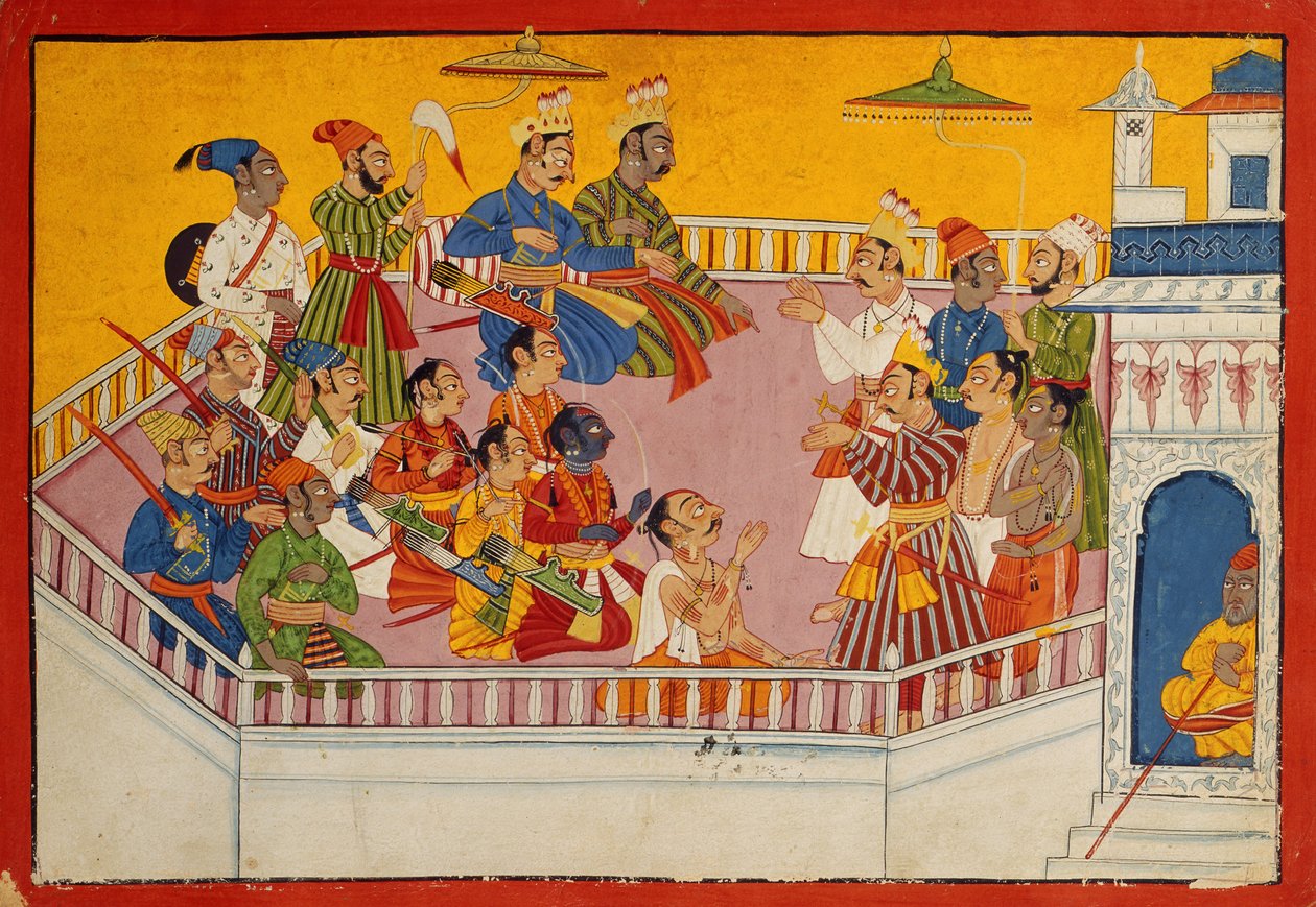Bröllopsgästerna samlas, ca 1700 (ogenomskinlig wc på papper) av Indian School