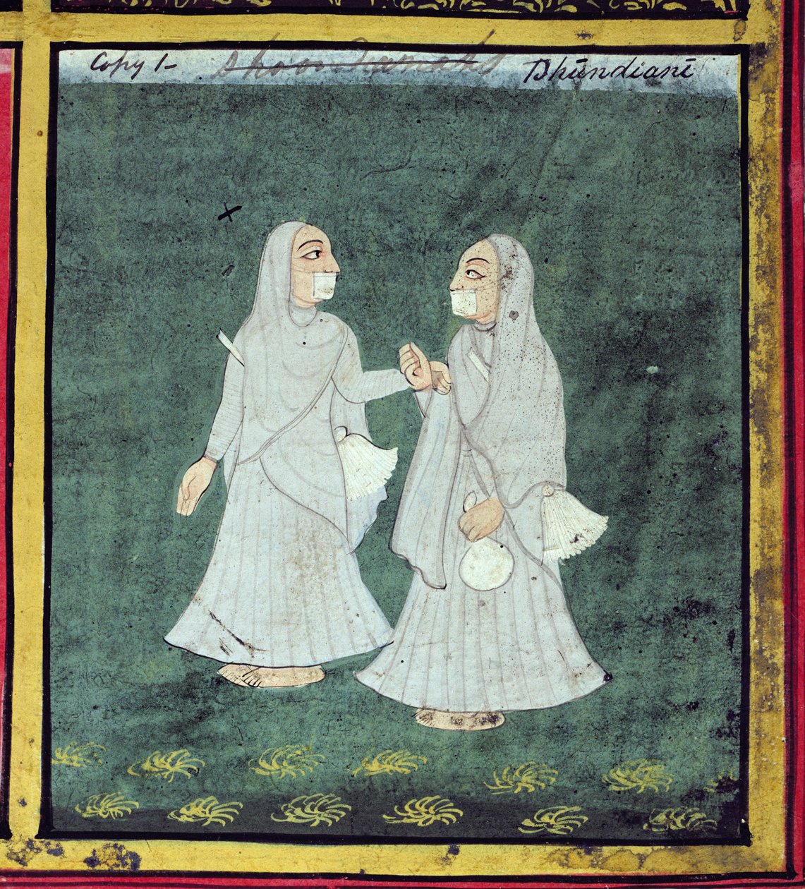 Two Dhondiya Women, Religious Mendicants, Udaipur, ca 1810-20 (detalj) (se även 136600) av Indian School
