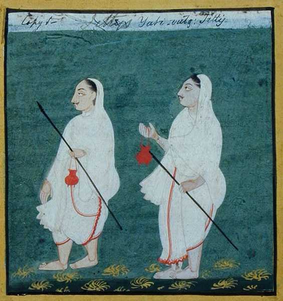 Två Jain-asketer med tovigt hår (jati) Religious Mendicants, Udaipur, ca 1810-20 (gouache på papper) av Indian School