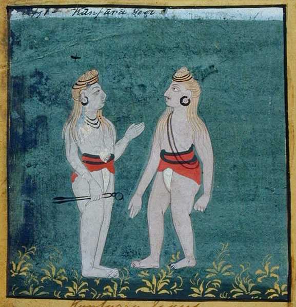 Två kamphat-yogis, religiösa heliga, Udaipur, ca 1810-20 (gouache på papper) av Indian School