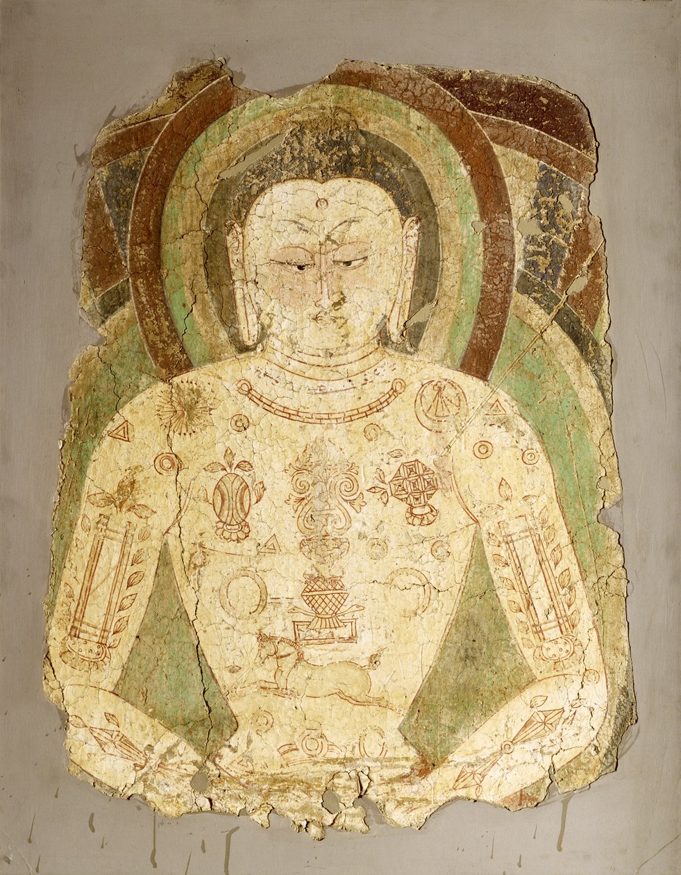 Vairochana Buddha, från Balawaste, 700-800-talet (väggmålning) av Indian School