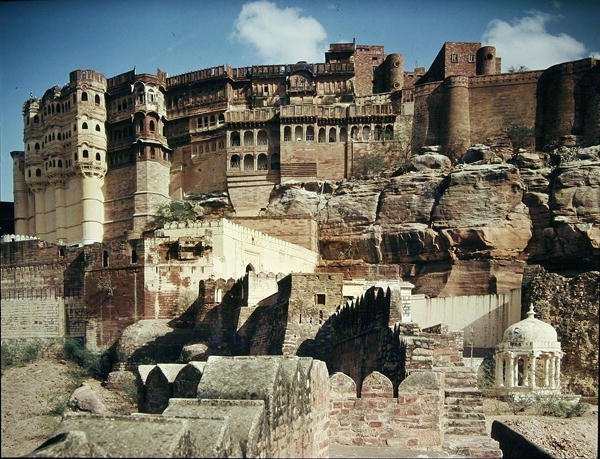 Utsikt över Mehrangarh Fort, byggt 1459 av Indian School