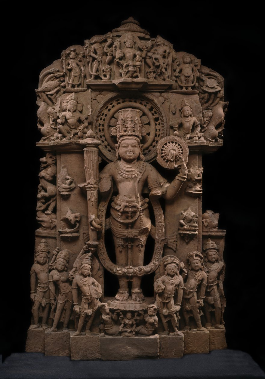 Vishnu och hans avatarer, ca 1000-talet (sandsten) av Indian School