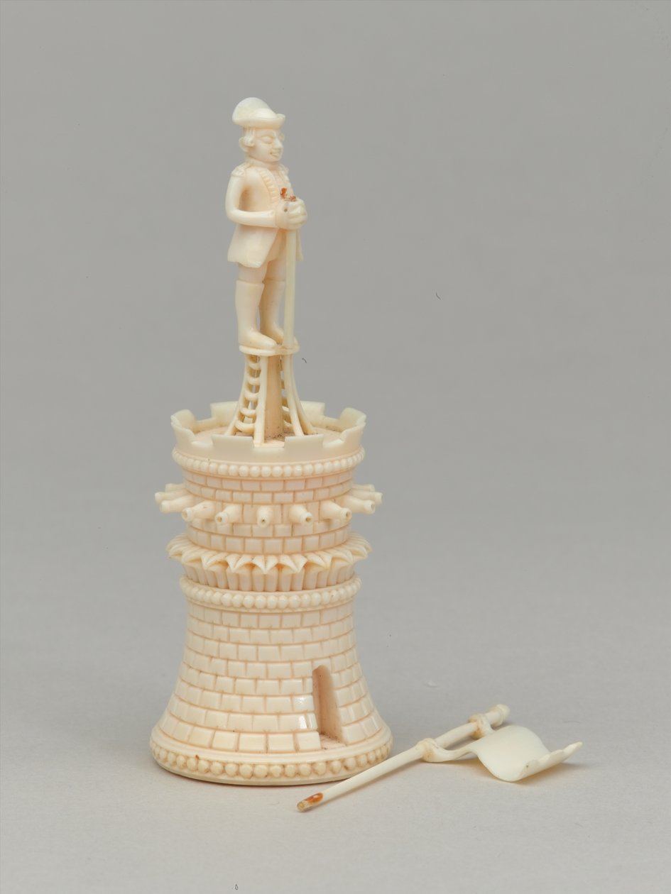 Vitt torn, schackpjäs, Indien, 1820 ca av Indian School