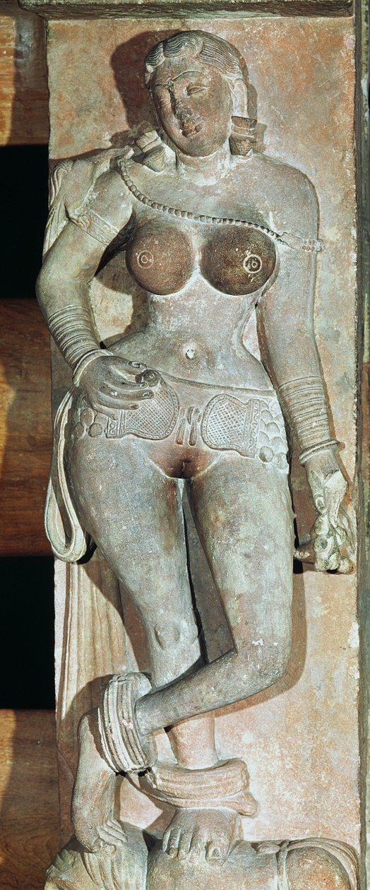 Yakshini, från en buddhistisk port. Mathura, Uttar Pradesh, Kushan-perioden (30-241 e.Kr.) av Indian School