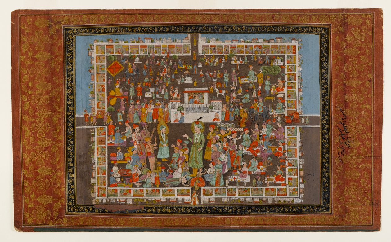Yusuf och Zulaykha, 1875-1900 (ogenomskinlig wc & guld på papper) av Indian School