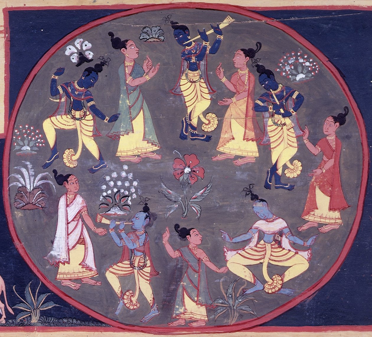 fol.142v En cirkel av dansare och musiker, från 