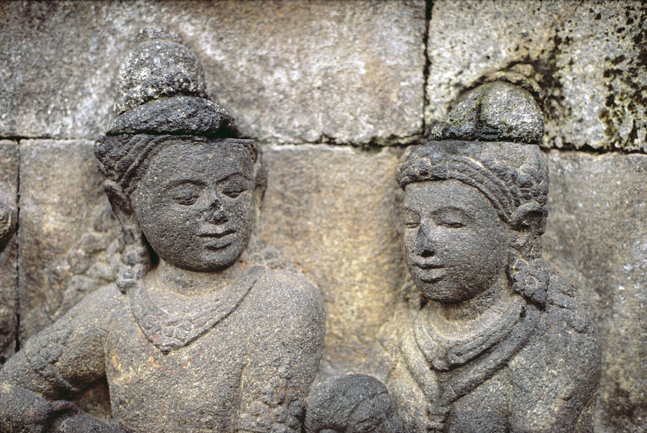 Detalj av exteriören, AD 778-850 vulkanisk sten av Indonesian