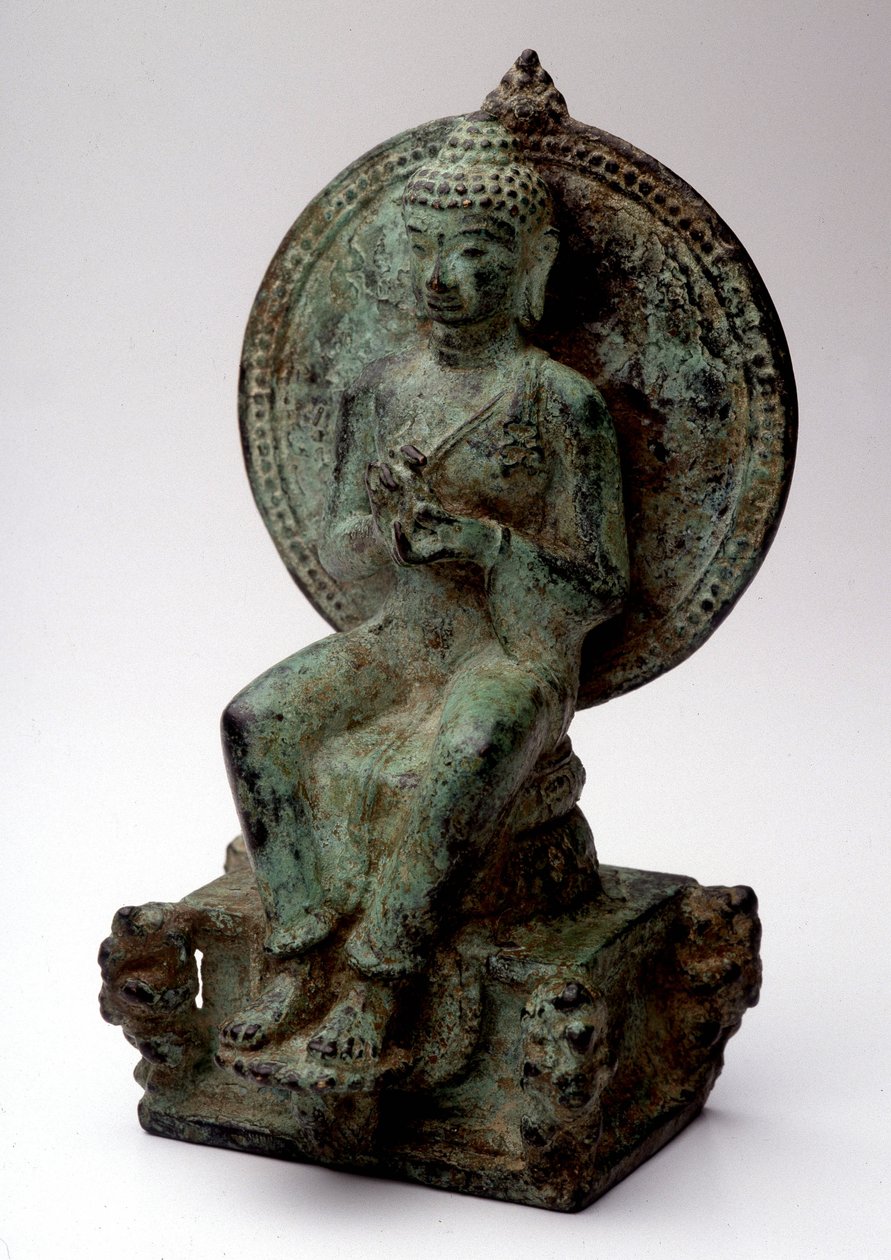 Europeisk sittande Buddha, brons, Central Java, 900-talet. av Indonesian