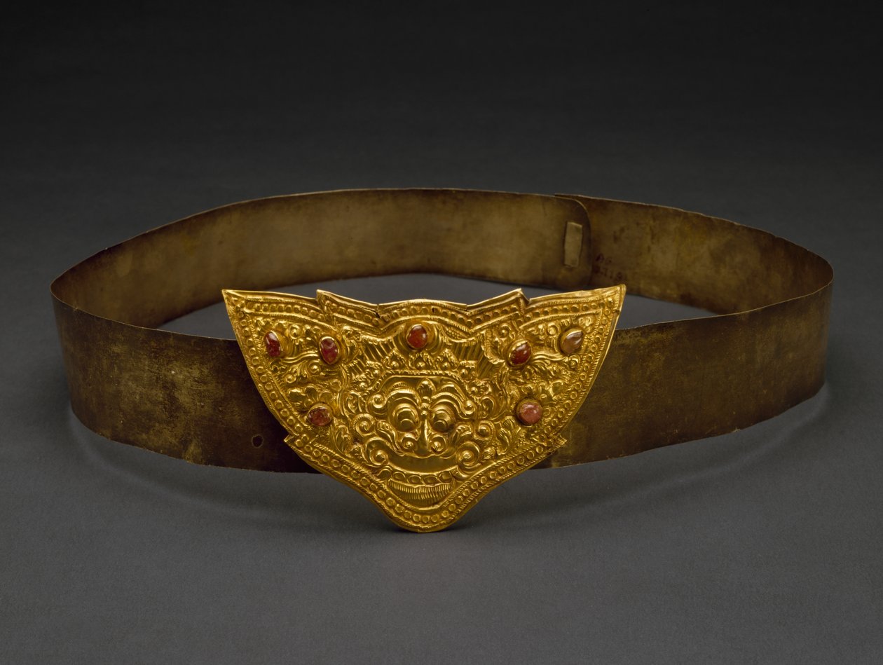 Bältesspänne, Klungkung Kingdom, Bali, sent 1800-tal (guld och cabochon rubiner) av Indonesian School