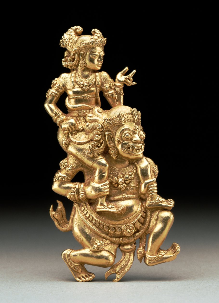 Sutasoma och Kalmasapada (repousse guld) av Indonesian School
