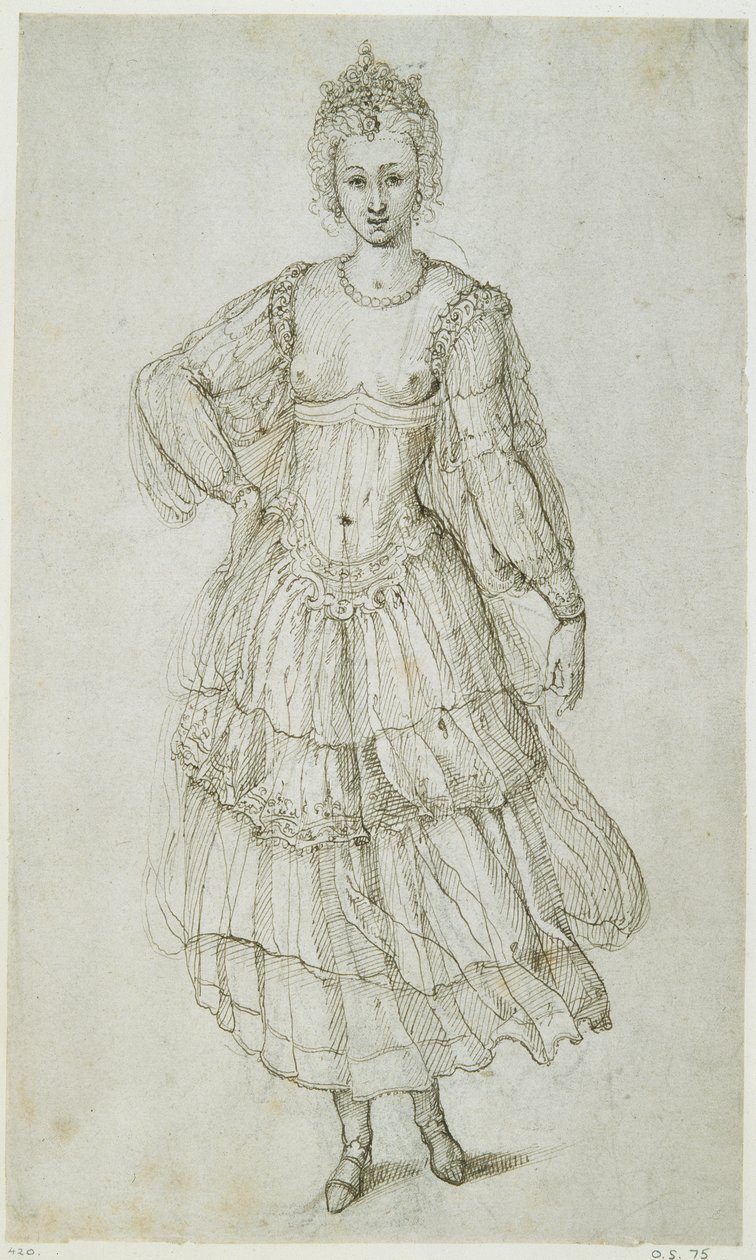 A Daughter of the Morn, ca 1611 (penna och bläck på papper) av Inigo Jones