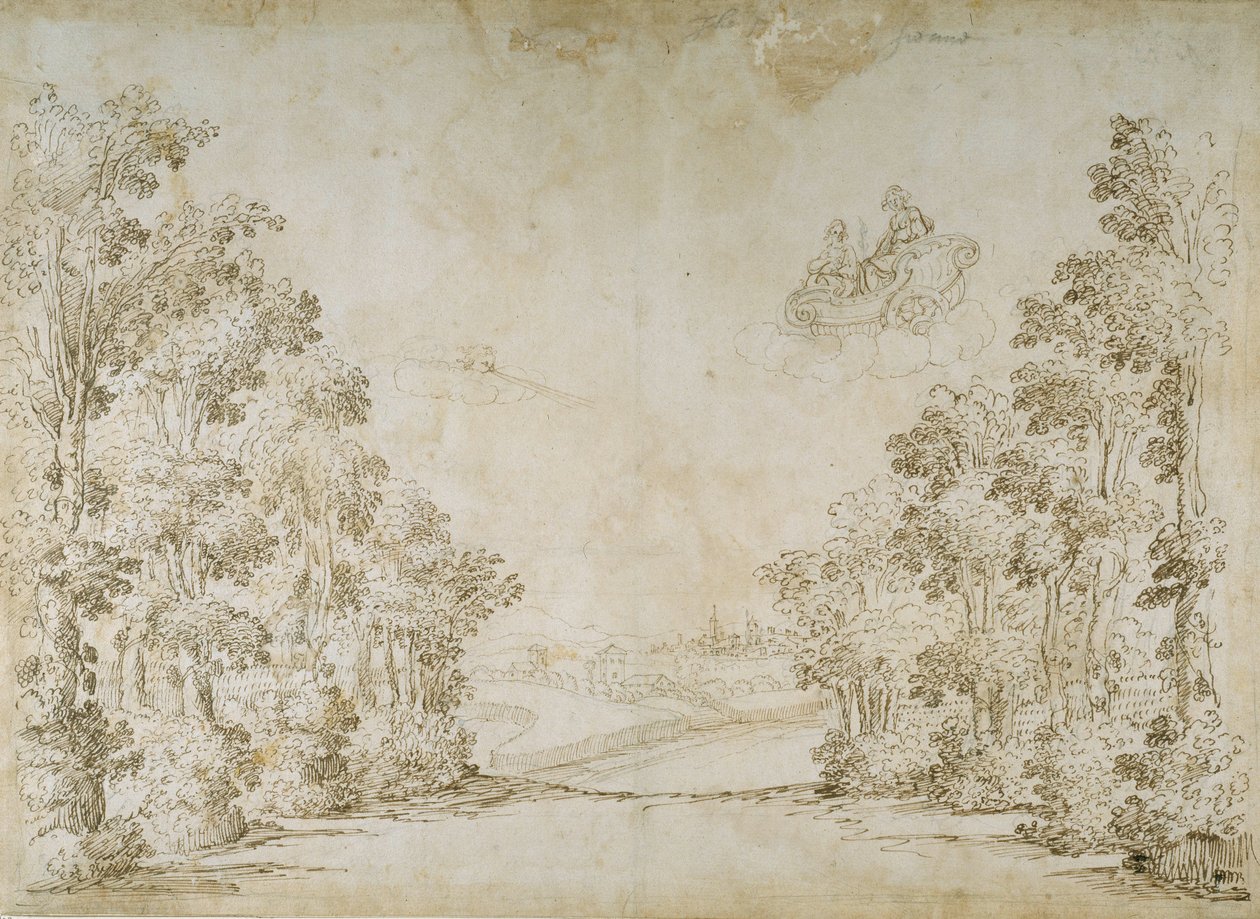 Ett fredligt land (penna och bläck på papper) av Inigo Jones