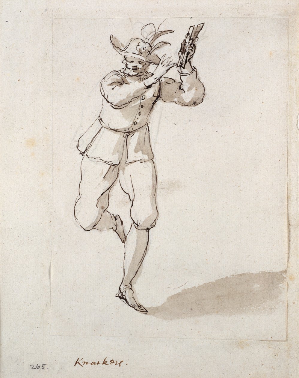 En man med småsaker och klockor (penna och bläck på papper) av Inigo Jones