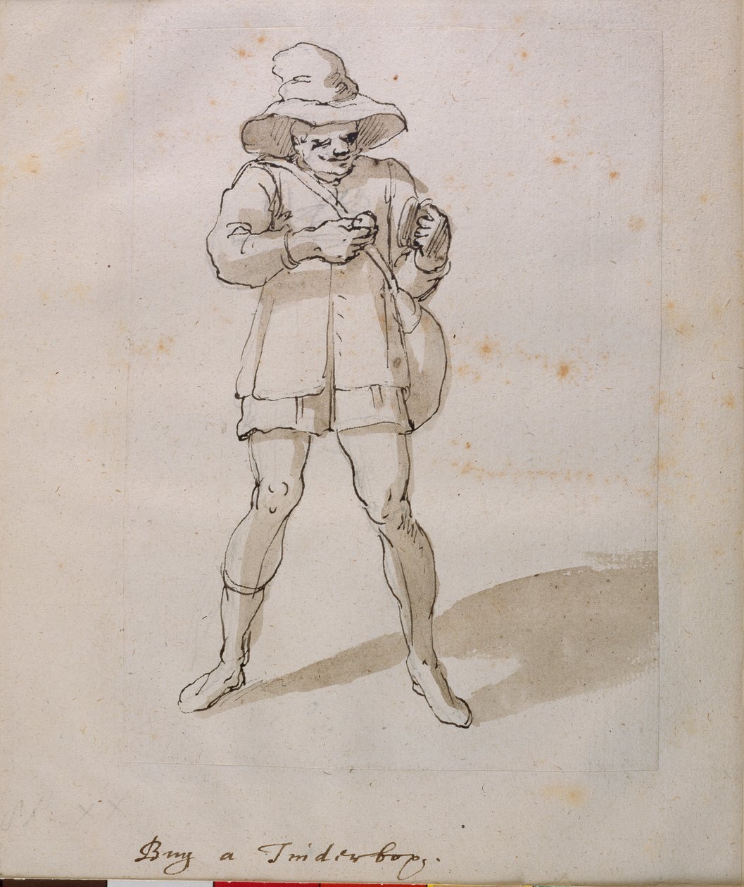En säljare av tinderlådor (penna och bläck på papper) av Inigo Jones