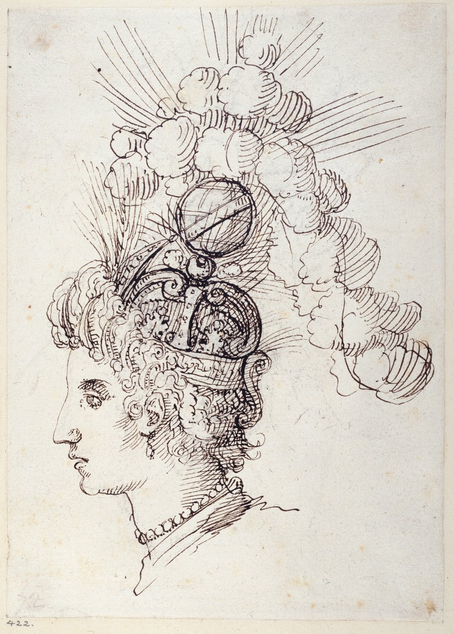 Bel-Anna, havets drottning, ca 1609 (penna och bläck på papper) av Inigo Jones