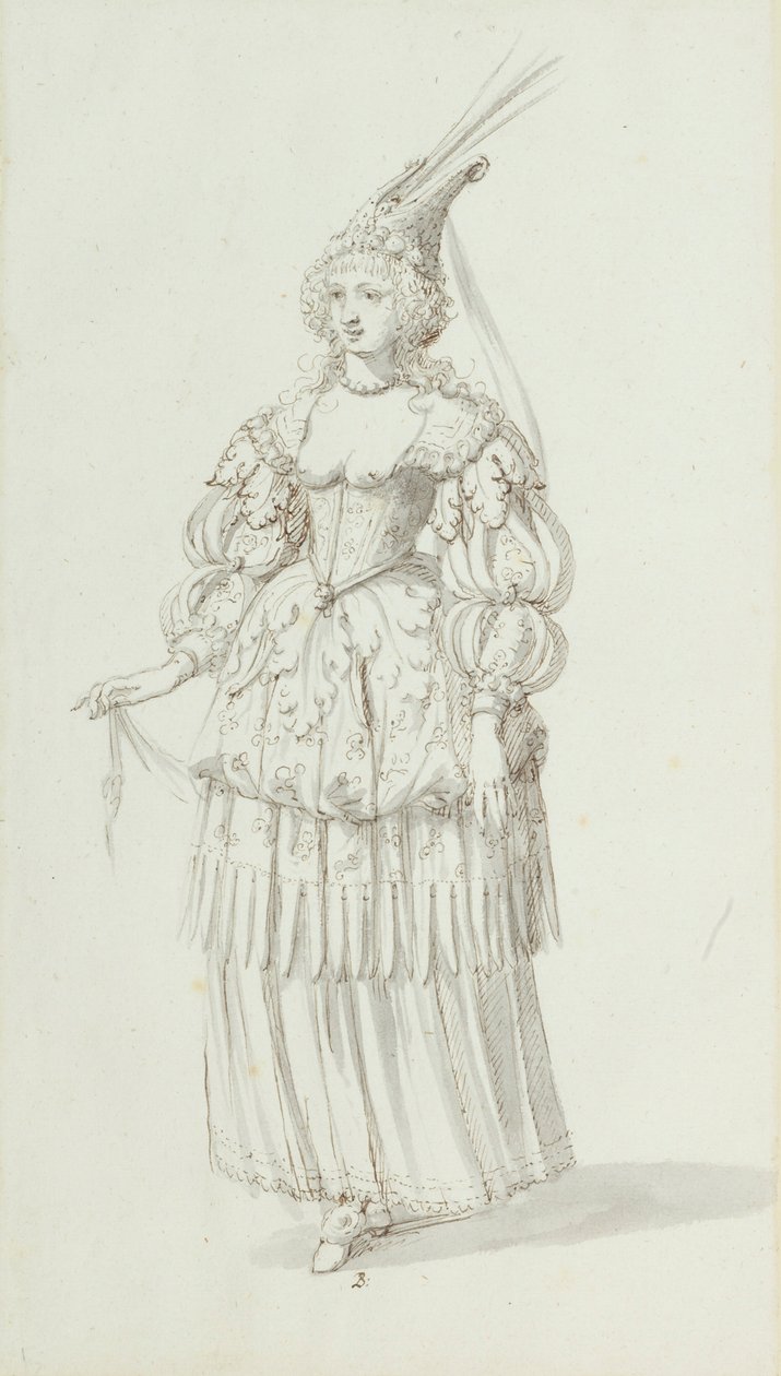 Chloris: alternativ skiss för Henrietta Maria, ca 1631 (penna och bläck på papper) av Inigo Jones