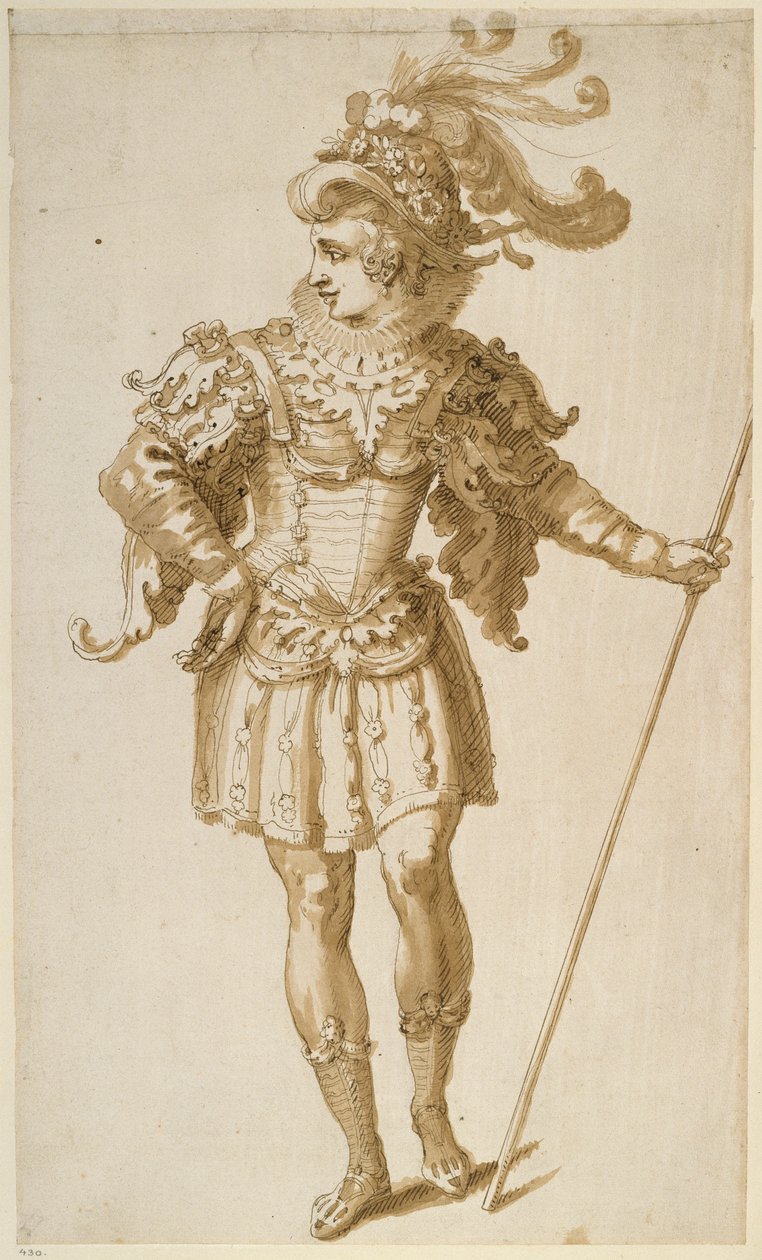 Eskort till hertigen av York (penna och bläck på papper) av Inigo Jones