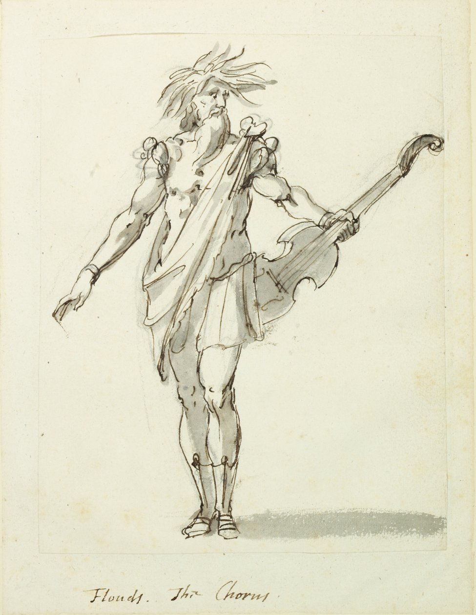 Floods: the Chorus, c.1631 (penna och bläck på papper) av Inigo Jones